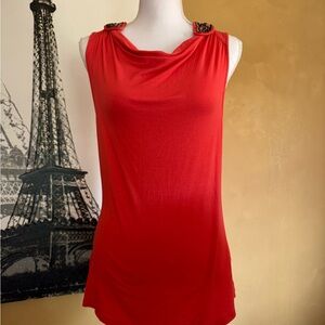 Willi Smith Red Embellished Tank Top